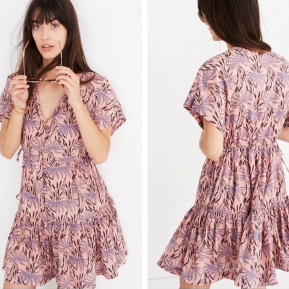 Madewell tiered dress in dusty pink, Sz S, with side sides